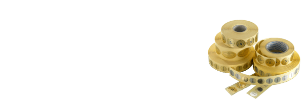 Etichette adesive in Bobina Carta Oro Lucido medie